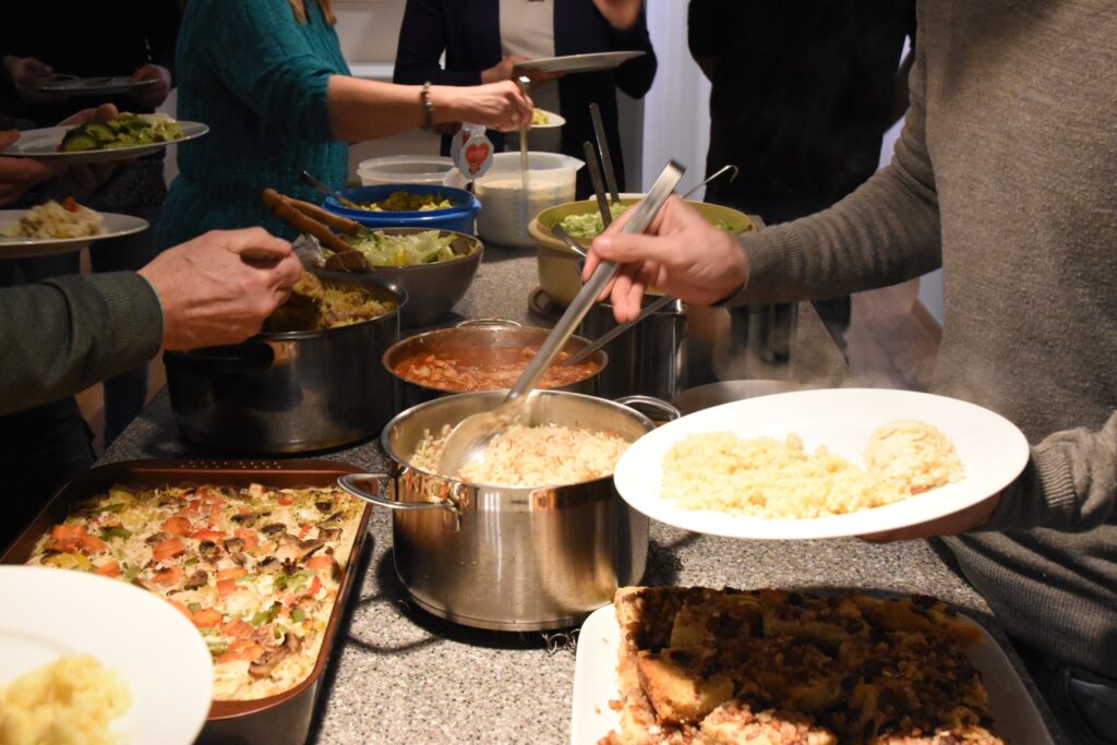 A buffet of home-cooked food